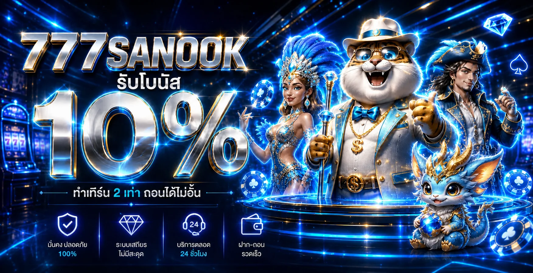แบนเนอร์โบนัสฝาก 10 เปอร์เซ็นต์ของ 777SANOOK